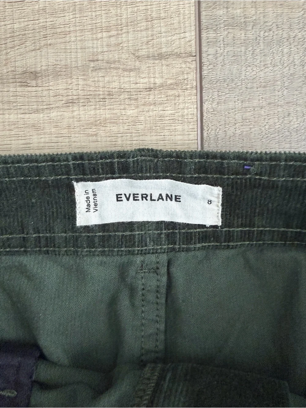 Everlane The Relaxed Wide Leg Corduroy Casual Pants Dark Green 8